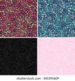  Seamless abstract colorful psychedelic patterns set.