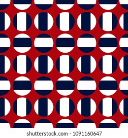 Seamless abstract colorful stripes pattern with circles. vector
