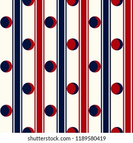 Seamless abstract colorful stripes pattern with circles. Vector pattern