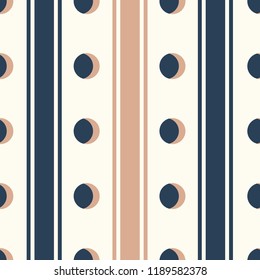 Seamless abstract colorful stripes pattern with circles. Vector pattern