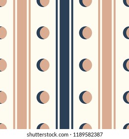 Seamless abstract colorful stripes pattern with circles. Vector pattern