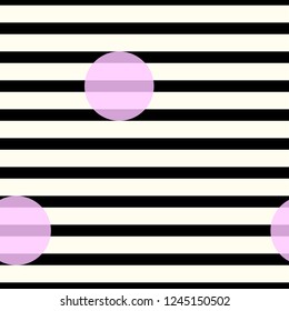 Seamless abstract colorful stripes pattern with circles. Vector pattern