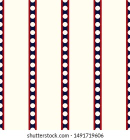 Seamless abstract colorful stripes pattern with circles. Vertical stripes. Vector pattern