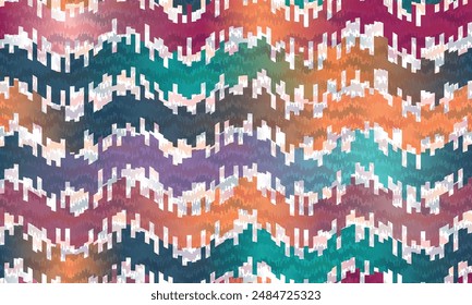 Seamless abstract colorful zigzag vector pattern with vibrant colors. Eye-catching design