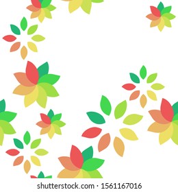 Seamless abstract colourful flowers. Red / Green / Yellow. Repetitive pattern on transparent background. EPS 10.