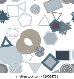 Seamless abstract conceptual geometric mixed pattern. Good for web page, graphic design, catalog, texture or background. Vector illustration graphic.