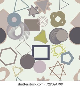 Seamless abstract conceptual geometric mixed pattern. Good for web page, graphic design, catalog, texture or background. Vector illustration graphic.