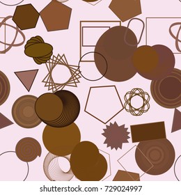 Seamless abstract conceptual geometric mixed pattern. Good for web page, graphic design, catalog, texture or background. Vector illustration graphic.