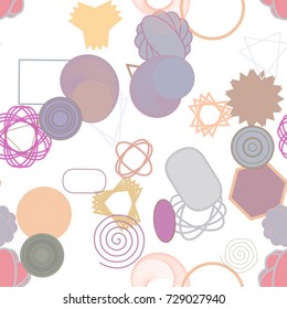 Seamless abstract conceptual geometric mixed pattern. Good for web page, graphic design, catalog, texture or background. Vector illustration graphic.