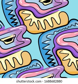 Seamless abstract creative pattern with freehand strange elements.