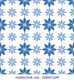 seamless abstract creative Vector geometrical flower Pattern.new textiles,Modern geometric pattern.simple pattern in cyan and dark blue floral and white background.spring summer,autumn blue floral.