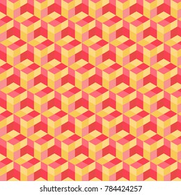 seamless, abstract cube pattern. Colorful design, geometric 3d vector wallpaper, cube pattern background.