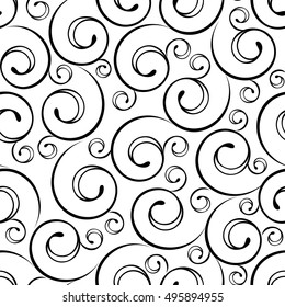 Seamless Abstract Curlicue Black Background