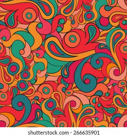 Seamless abstract curly background with circles. Seamless colourful pattern can be used for wallpaper, pattern fills, web page background, surface textures