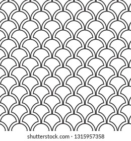 Seamless abstract curved Art Deco scallop leaf pattern