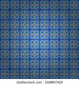 Seamless abstract curved pattern in blue, red and purple colors. Vector illustration.