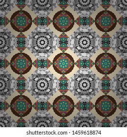 Seamless abstract curved pattern in brown, gray and beige colors. Vector illustration.