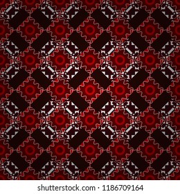 Seamless abstract curved pattern in pink, red and brown colors. Vector illustration.