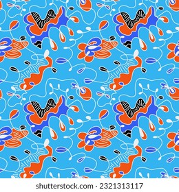 Seamless abstract cute line atrwork with nature pattern