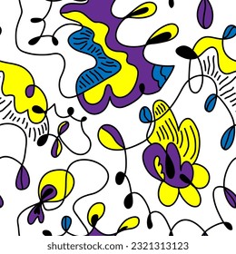 Seamless abstract cute line atrwork with nature pattern