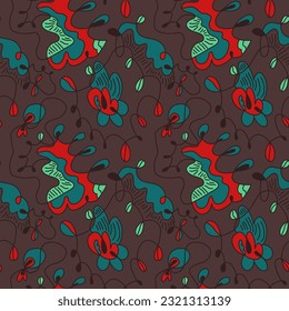Seamless abstract cute line atrwork with nature pattern