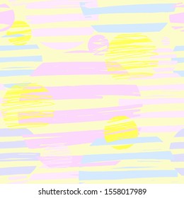 seamless abstract cute pattern with irregular stripes and circles drawn by hand