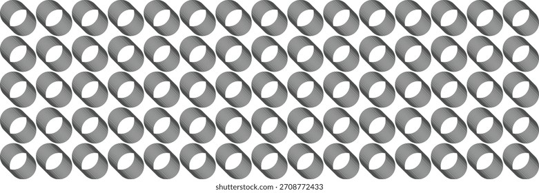 Fondos de pantalla de patrón de cilindro abstracto sin costuras. Formas de bucle geométricas, fondo monocromo moderno, diseño de ilusión óptica repetitiva. Ilustración vectorial.