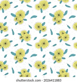 Seamless abstract dandelion pattern in modern doodle style. Print for clothes, textile, wrapping paper and fabric design.