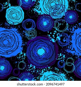 Seamless abstract dark background from circles. Vector illustration