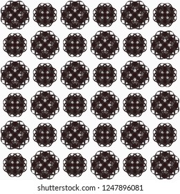 Seamless abstract dark brown texture on white background. Arranged in a staggered manner two medium floral fractal patterns.
