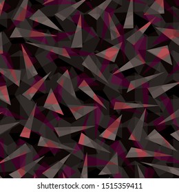Seamless Abstract Dark Colored Over Lay Triangles Pink Blue Gray Black Background Vector Pattern