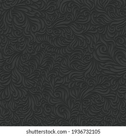 Seamless Abstract Dark Floral Seamless Pattern. Vector Background