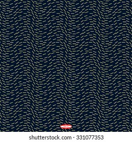 seamless abstract dark geometric pattern beige texture with cream wave on dark cyan background. vector illustration