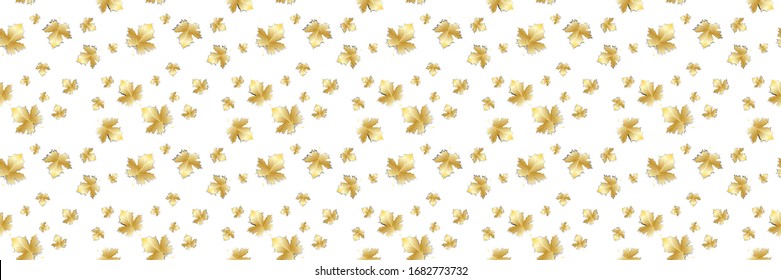 Patrón de otoño abstracto e inexpresivo con hojas de arce amarillas aisladas en fondo blanco. Ilustración vectorial