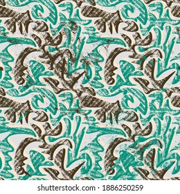 Seamless abstract decorative pattern with wavy shapes and grunge spots