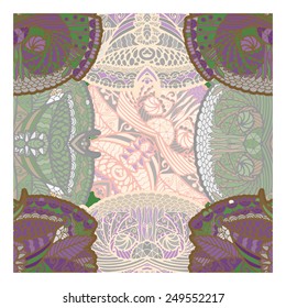 Seamless, abstract, decorative texture of unusual plant elements