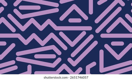 Seamless abstract design with bold pink squiggle shapes on dark blue. Modern and artistic composition for digital use, retro themes, or visual branding.