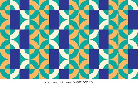 Diseño abstracto sin fisuras con tonos verde azulado, azul marino, crema y dorado