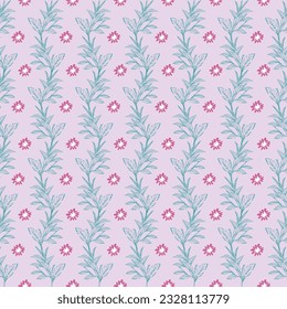 seamless abstract design with green vine and pink flowers on baby pink background, modern, Textile design digital,  stunning artistic textile, Fabric, scarf, wallpaper pattern,  vector illustration 