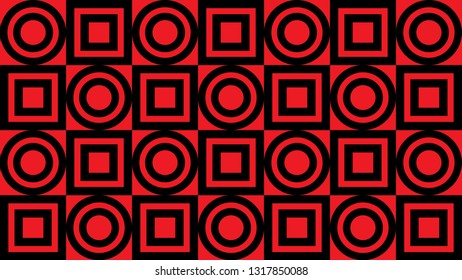 seamless abstract design of square and circle pattern wallpaper isolated on red background vector