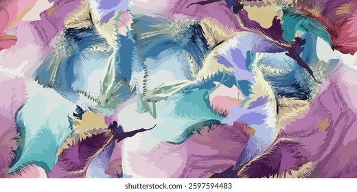 Seamless abstract designs and shapes. Elegant futuristic fractal patterns. Vector illustration