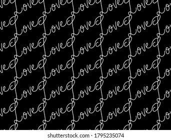 Seamless Abstract Diagonal Handwritten Love Text Isolated Vector Pattern Background.