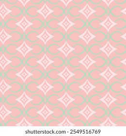 Seamless Abstract Diamond and Curve Motif in pastel colors, vector design