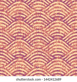 Seamless Abstract Distressed Scallop Waves Pattern Background Tile