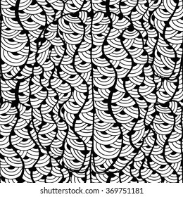 Seamless abstract doodle background pattern in vector.  Design Asian, ethnic, zentangle, tribal pattern. Black and white background. Coloring book. Monochrome.