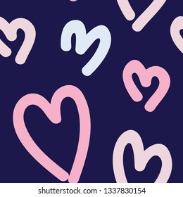 Seamless abstract doodle hearts background. Modern Vector design