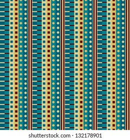 Seamless abstract doodle lines, dots and squares geometric pattern, vector background