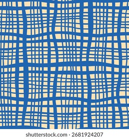 Padrão de rabiscar abstrato sem costura com linhas de interseção desenhadas à mão e formas geométricas. Artístico e moderno, perfeito para têxteis, papéis de parede, papel de embrulho, embalagens e fundos digitais