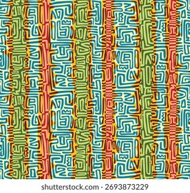 Seamless abstract doodle pattern featuring hand-drawn intersecting lines and geometric shapes. Artistic and modern, perfect for textiles, wallpapers, wrapping paper, packaging, and digital backgrounds