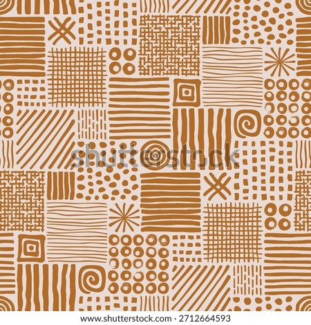 Seamless abstract doodle pattern featuring hand-drawn intersecting lines and geometric shapes. Artistic and modern, perfect for textiles, wallpapers, wrapping paper, packaging, and digital backgrounds